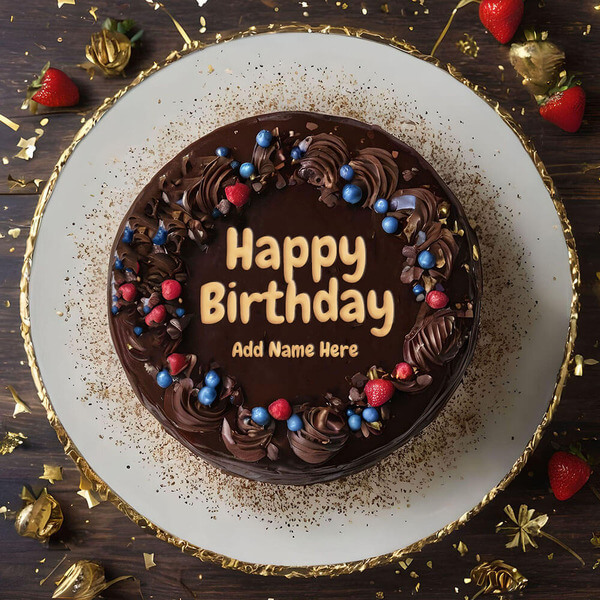 Chocolate Birthday Cake With Name to Edit