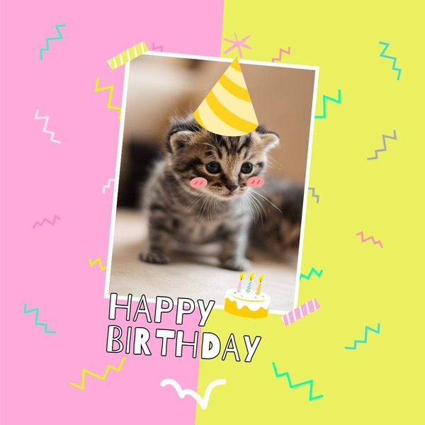 可愛いカートゥーンの猫の誕生日フレーム