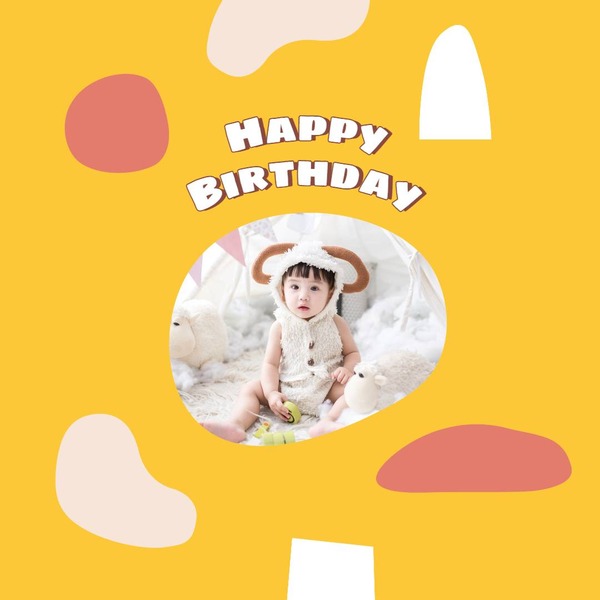 かわいい黄色い誕生日フレーム