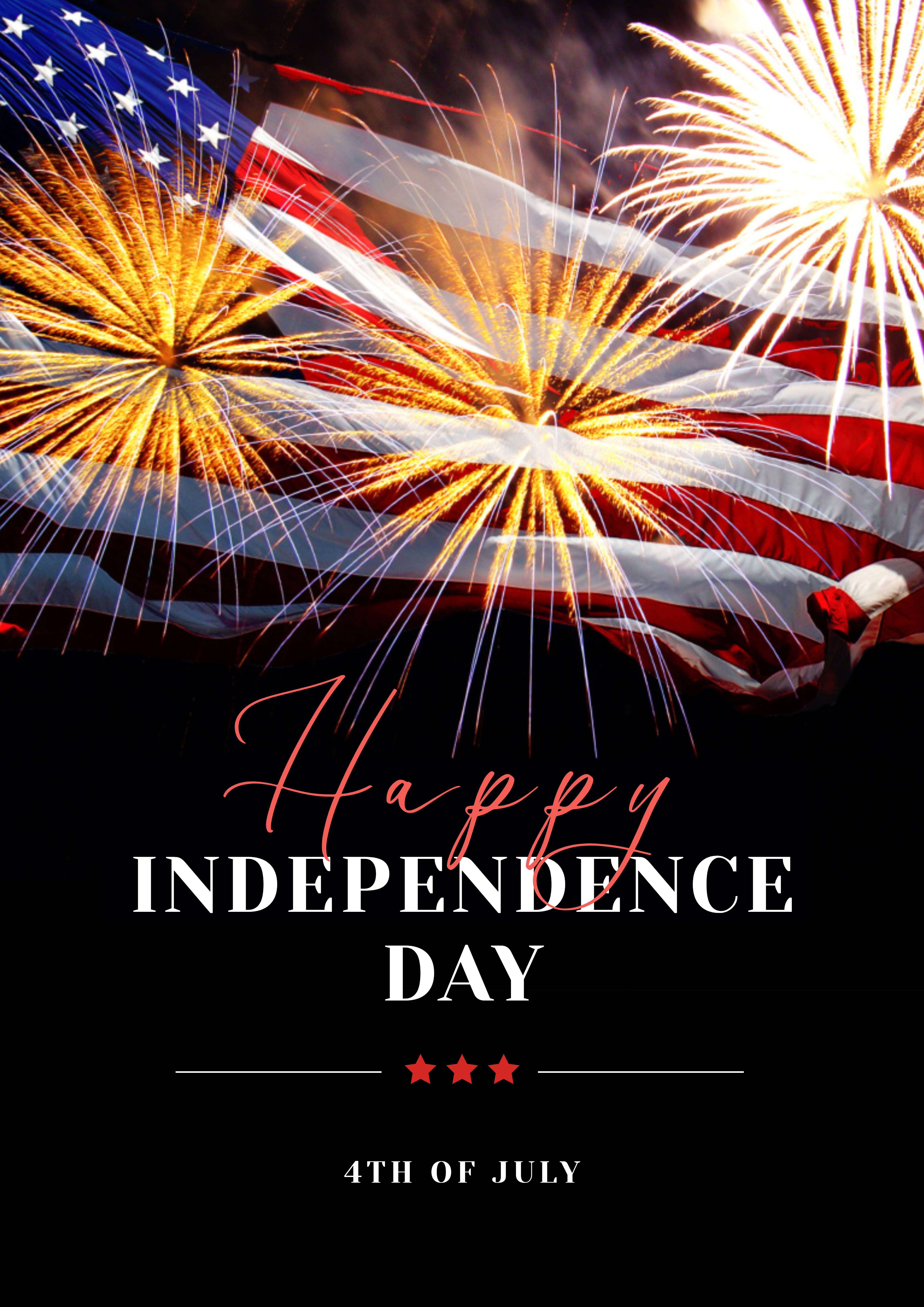 Fireworks and American flag poster for Independence Day celebration