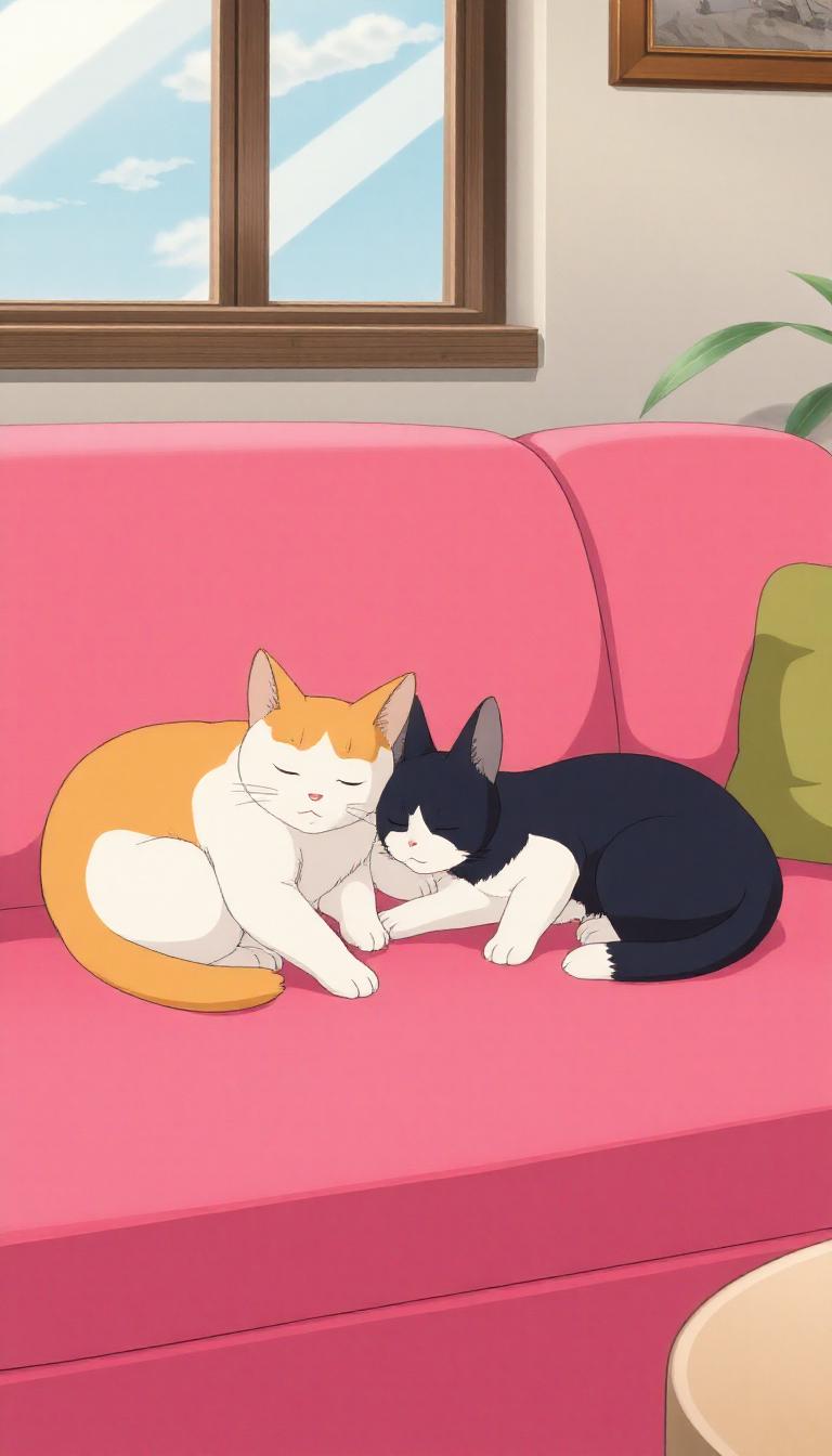 Fotor AI generated two cats for screen background on mobile 1