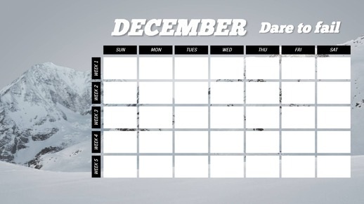 Calendrier mensuel vierge gris