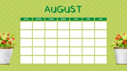 Calendrier mensuel vierge vert