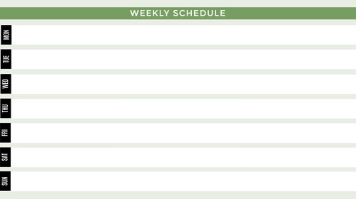 Calendrier hebdomadaire simple vert