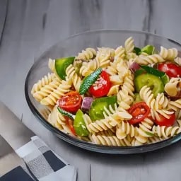Fotor AI tarafından yapılan sağlıklı salata gurme makarna