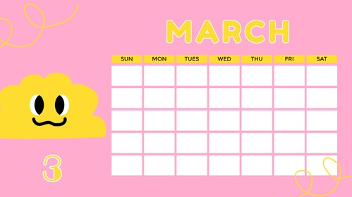 Calendrier hebdomadaire mignon cartoon rose