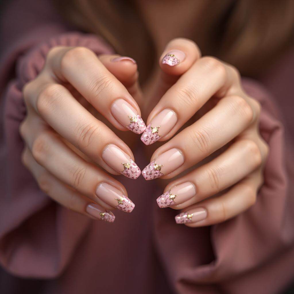 Pink and Gold Nails