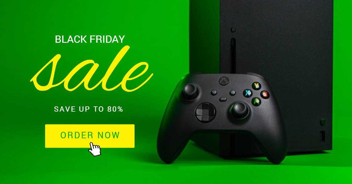 Plantilla de publicidad en Facebook de ventas de viernes negro para consolas de juegos verdes
