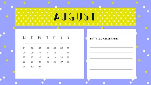Calendrier numérique cartoon violet