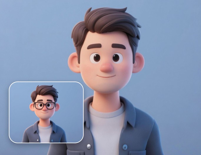 Remove Glasses from 3D Cartoon Figures
