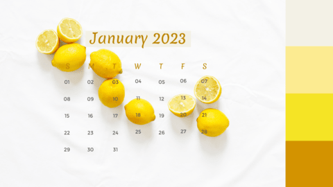 白と黄色のシンプルモダンな印刷可能2026年カレンダーテンプレート