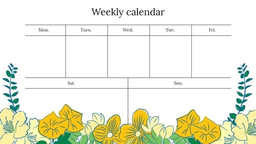 Calendrier hebdomadaire éditable blanc