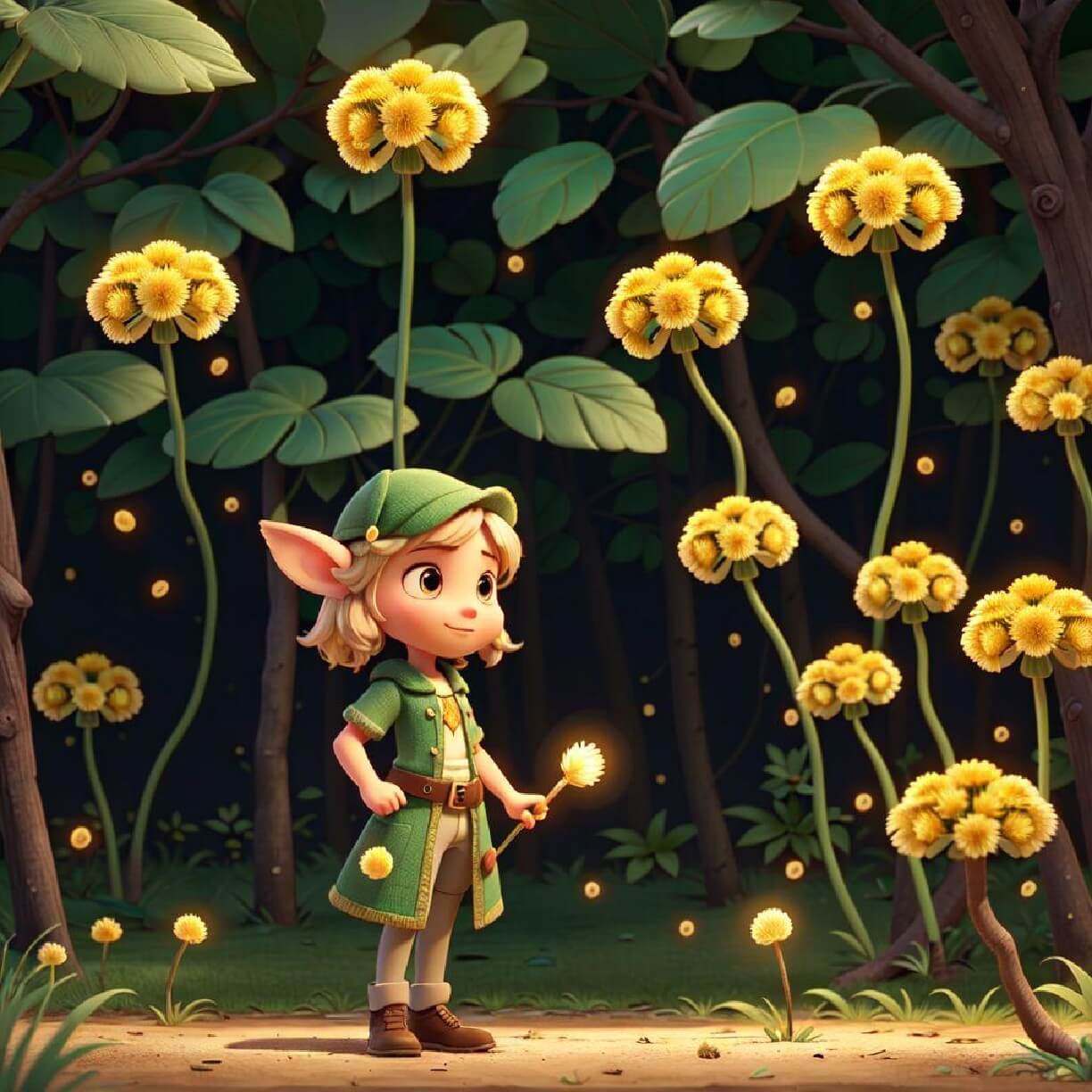A character design image of a green elf