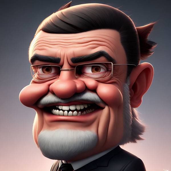 Une caricature amusante d’un homme avec des lunettes