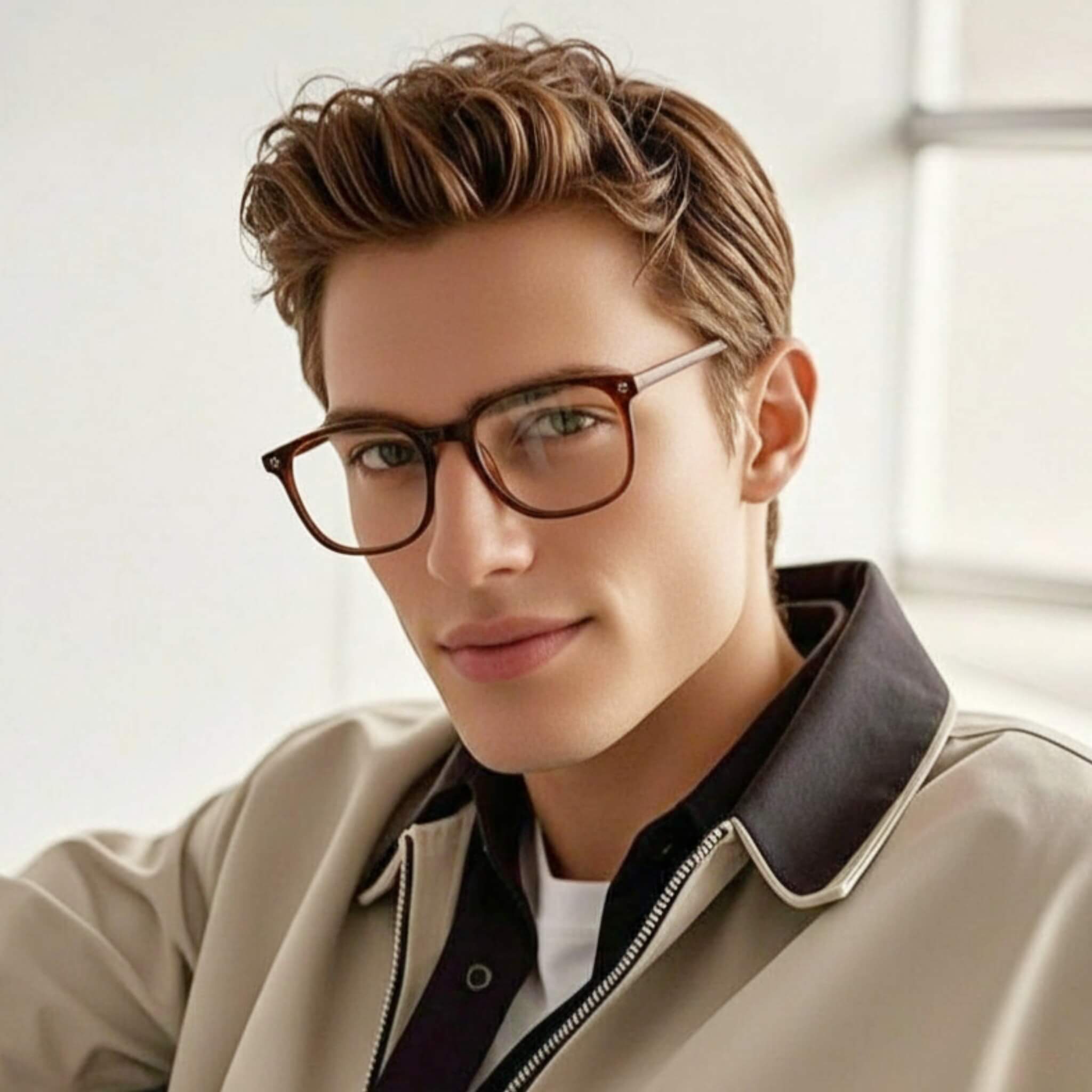 [Cliquez pour essayer] Monture carrée classique marron