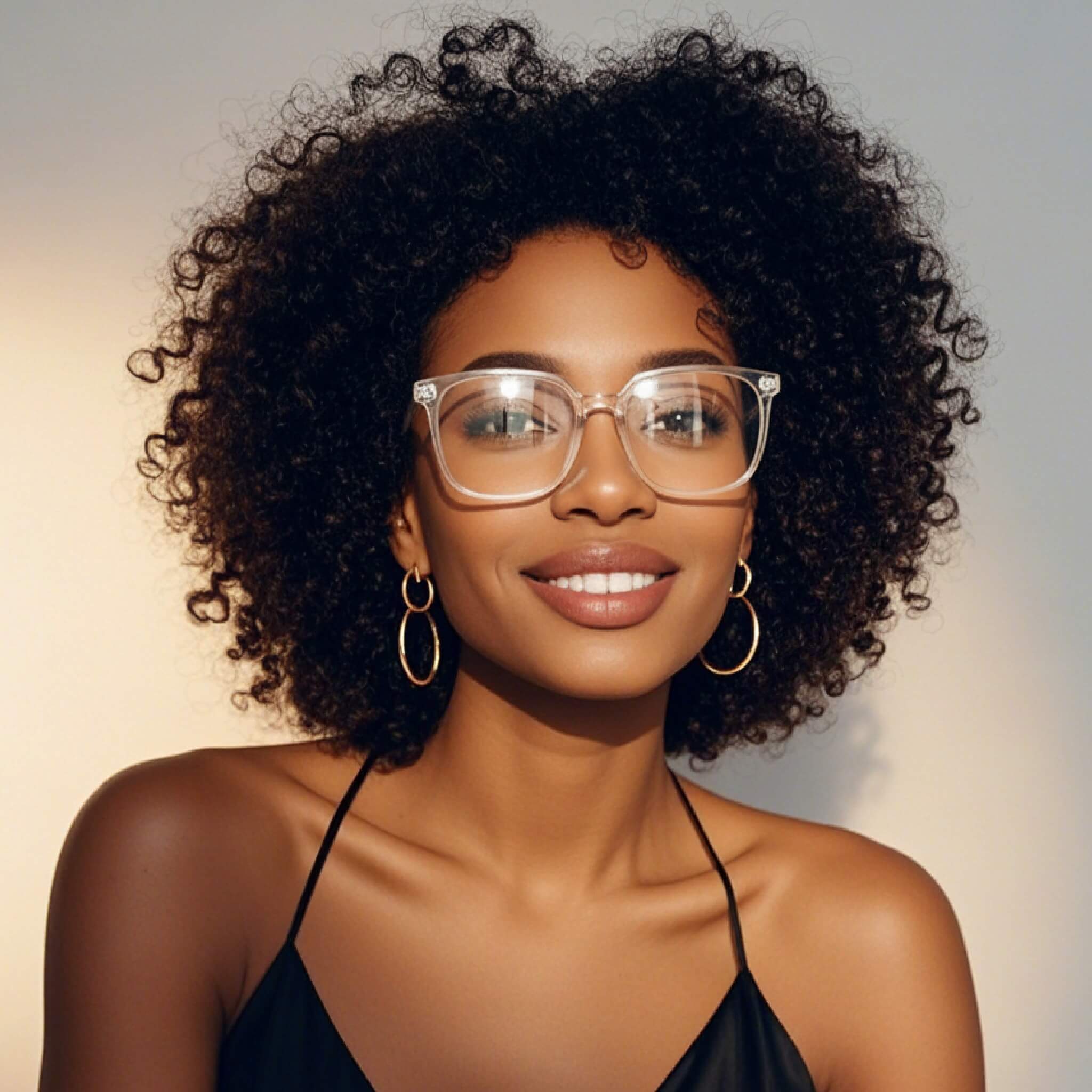 [Cliquez pour essayer] Lunettes carrées à monture transparente