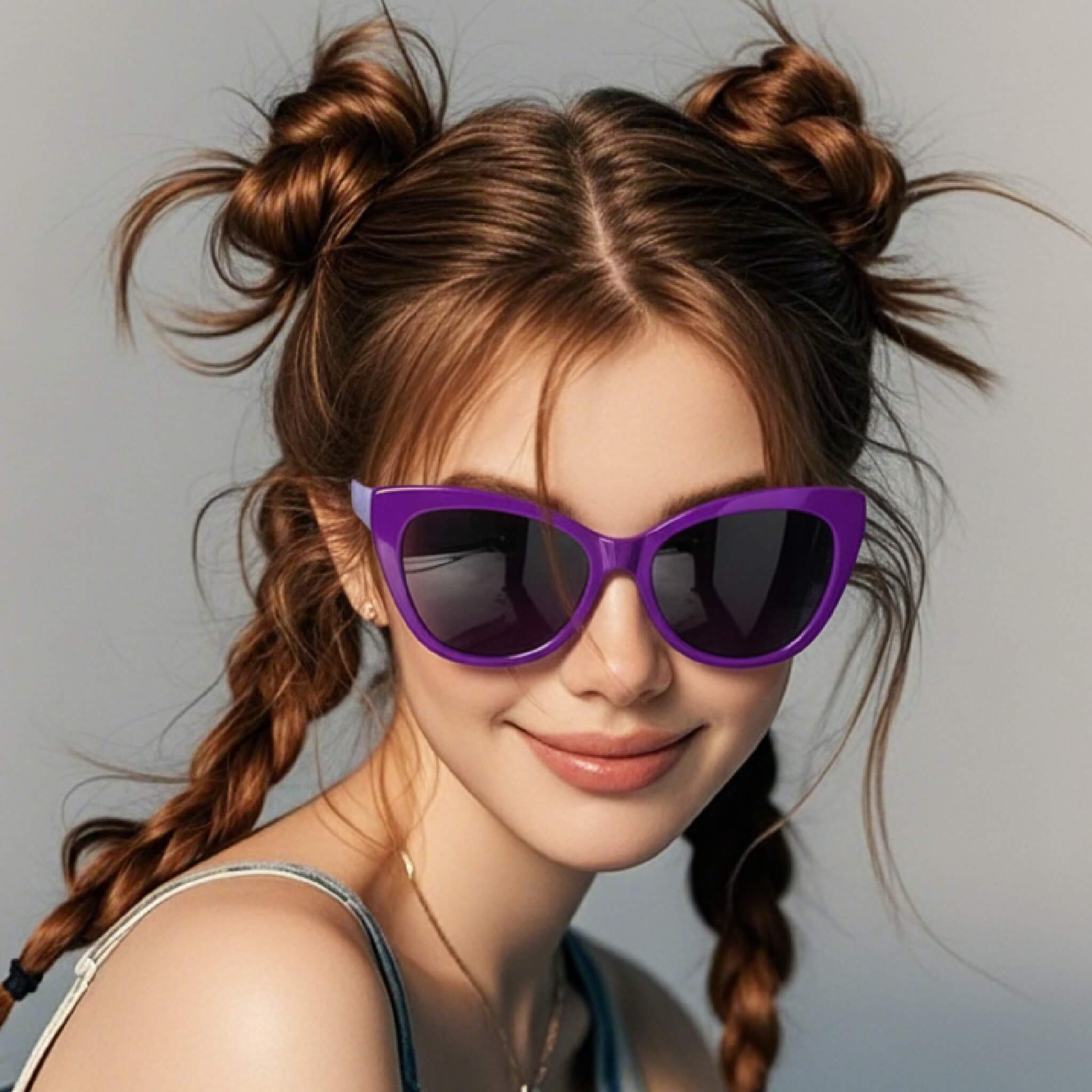 [Cliquez pour essayer] Lunettes de soleil œil de chat violettes