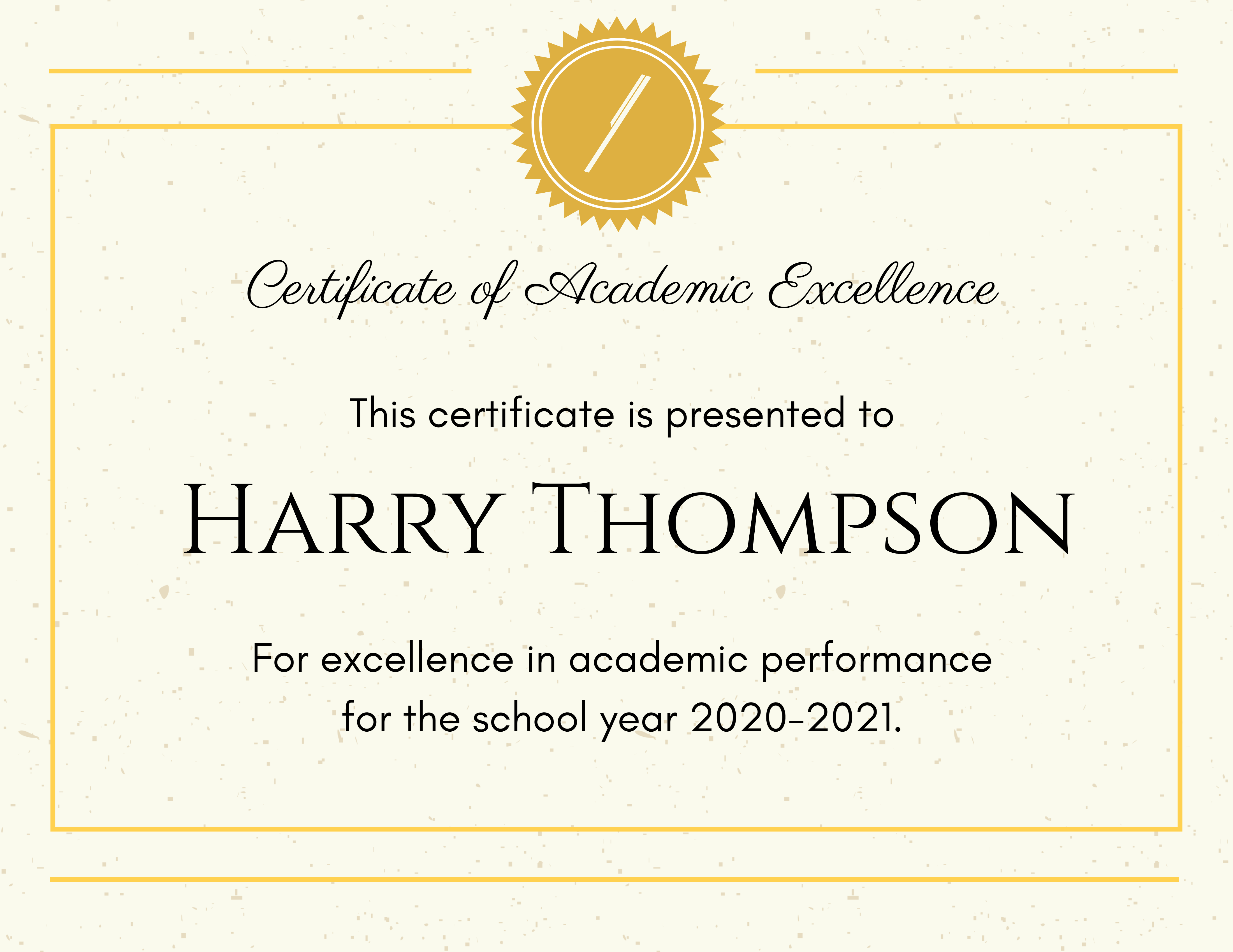 Certificat d'excellence académique