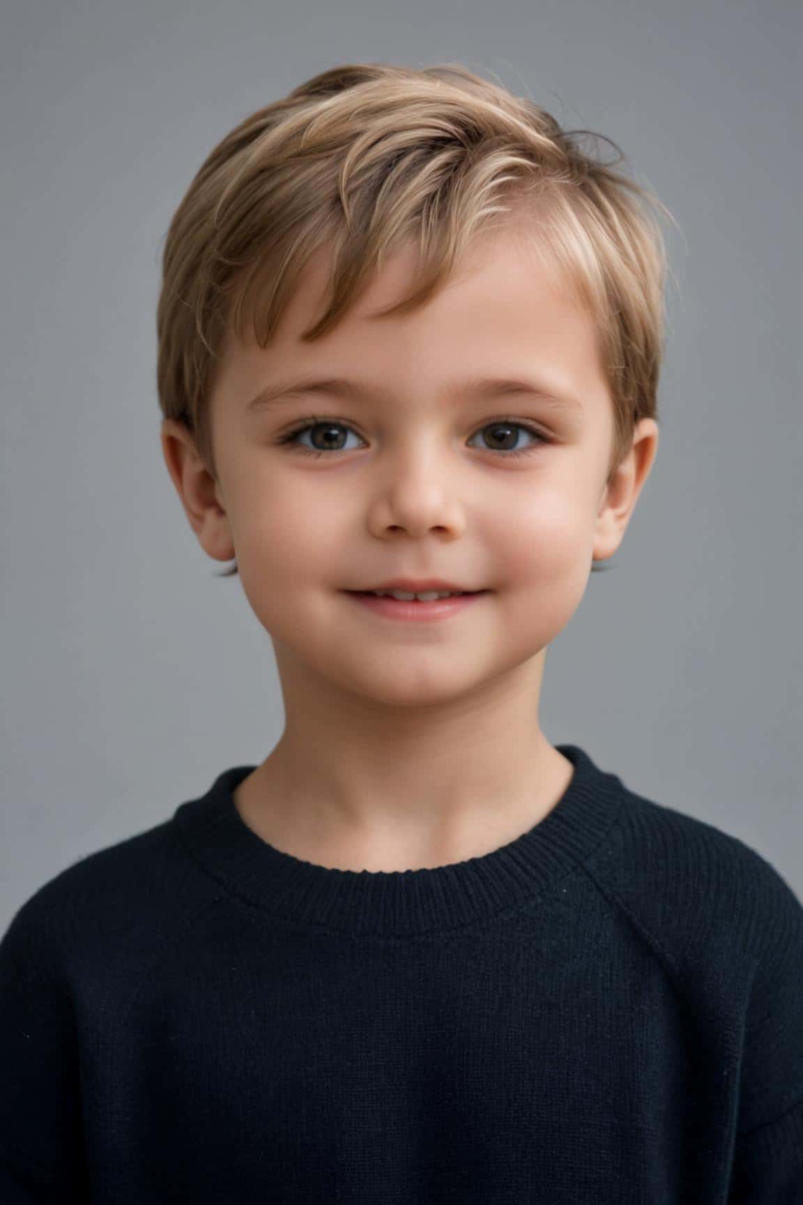 Retrato generado por IA de un niño de negro