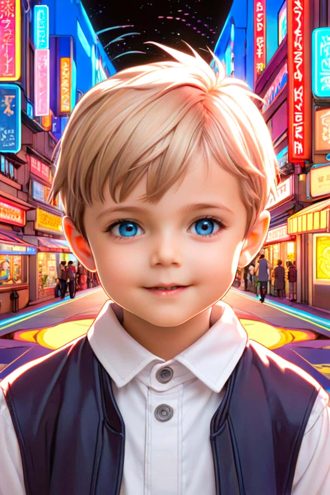 Retrato generado por IA de un niño en estilo cómic