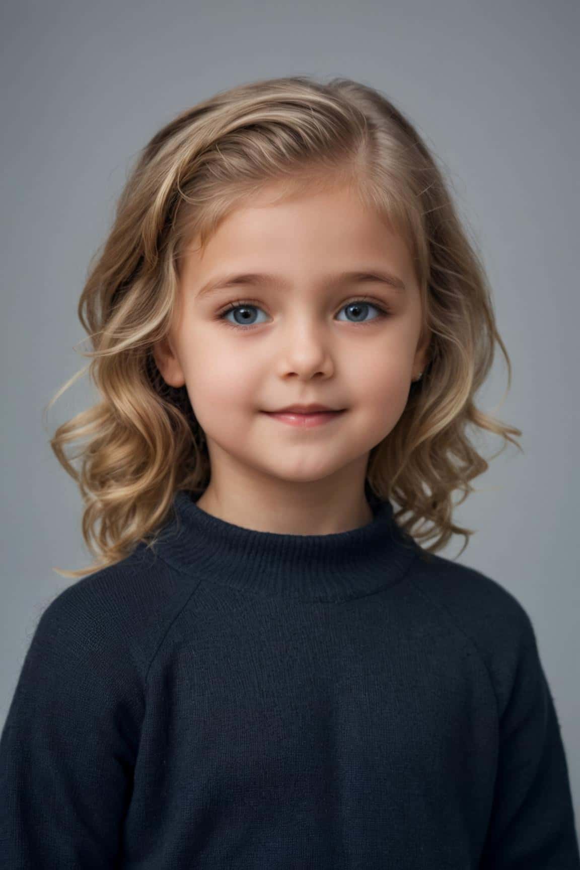 Retrato generado por IA de una niña de negro