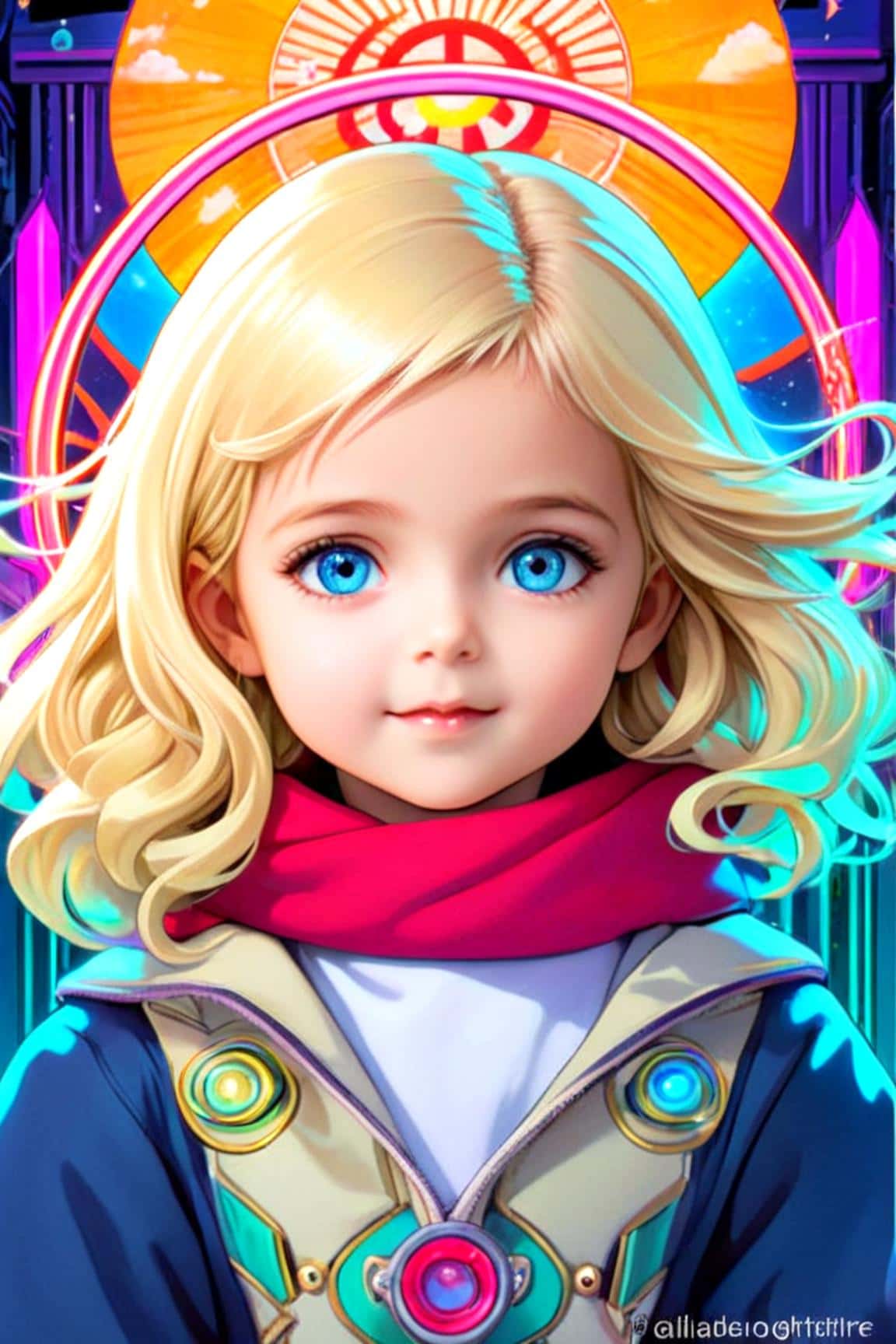 Retrato generado por IA de una niña en estilo cómic