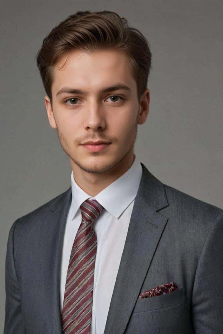 Photo de profil générée par l'IA pour un homme en costume gris