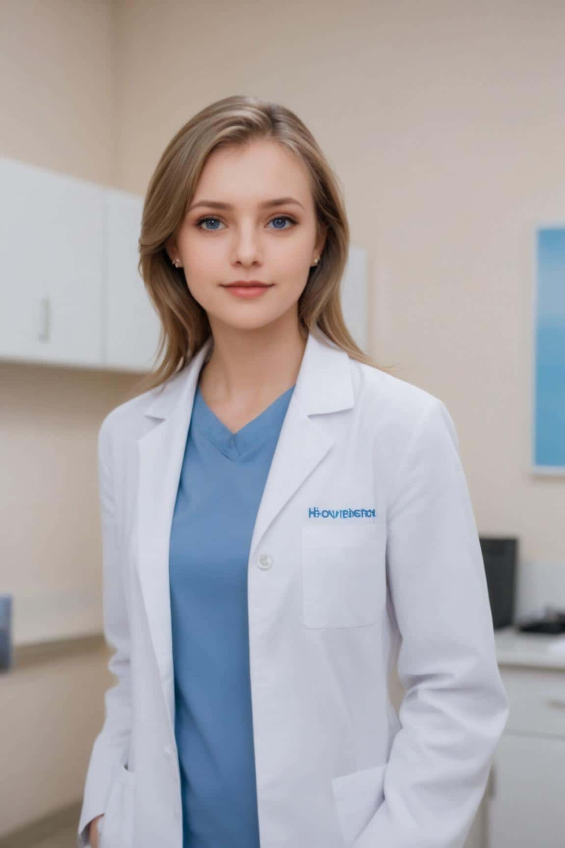 Retrato profesional generado por IA para una doctora