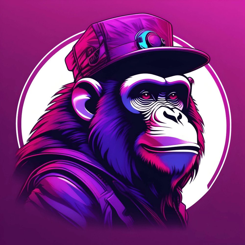 An nft of a purple chimpanzee
