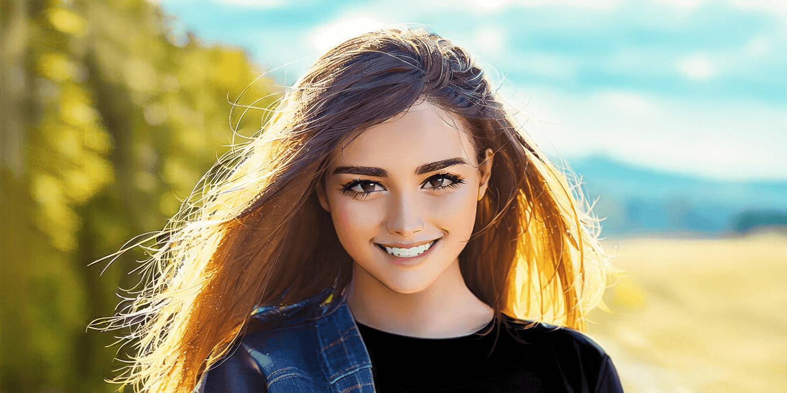 Mujer de dibujos animados con cabello largo y rubio