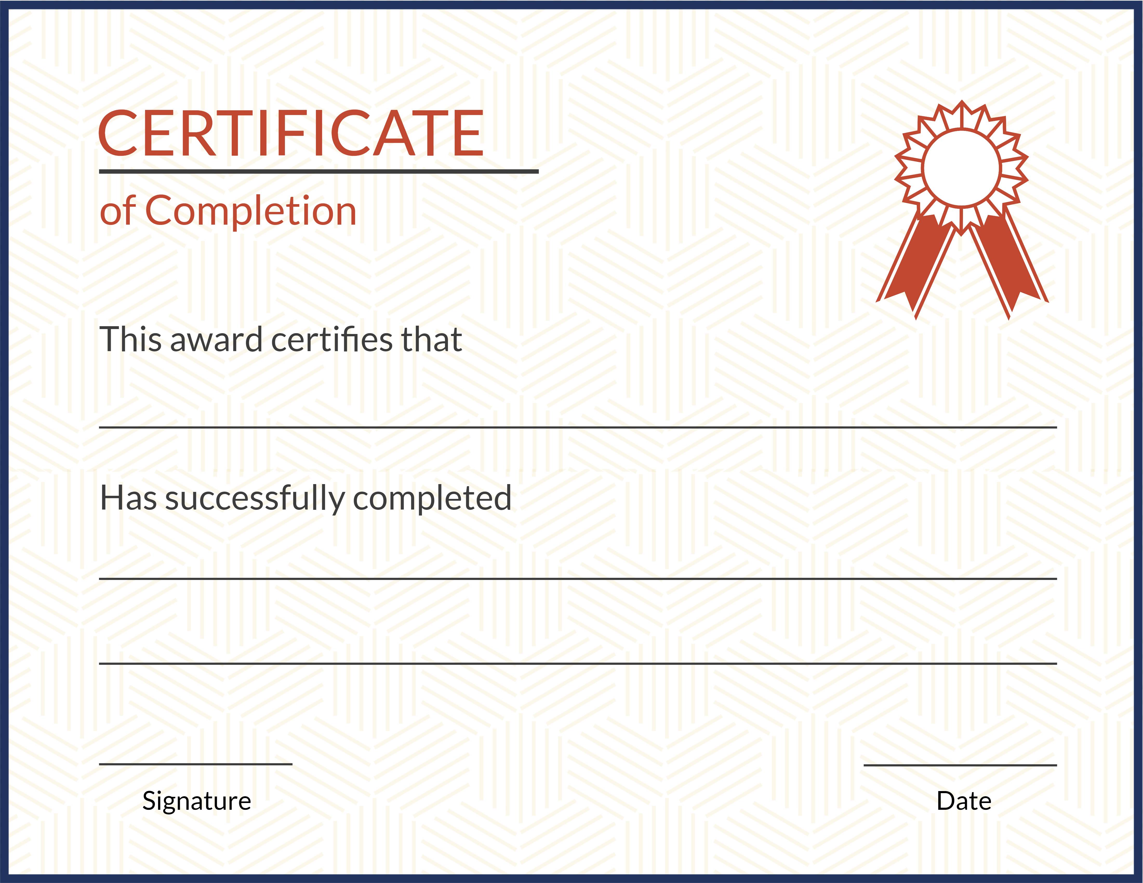 Certificate of completion