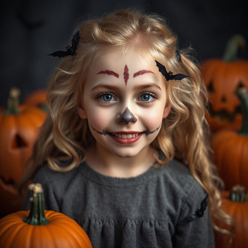 enfant avec maquillage halloween