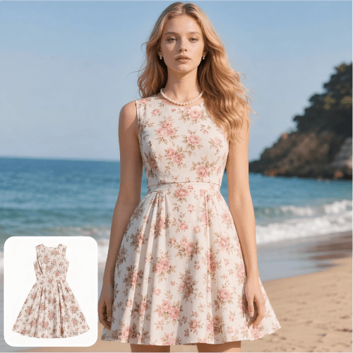 konvertiere blumenkleider in ein Model-Bild damit