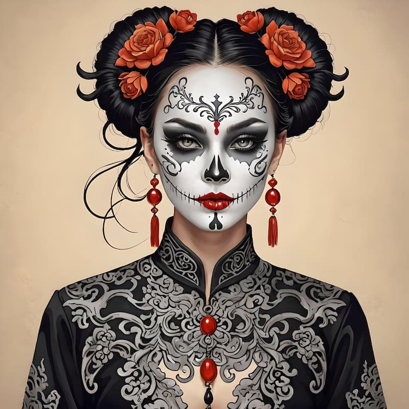 portrait femme avec filtre effrayant style chinois