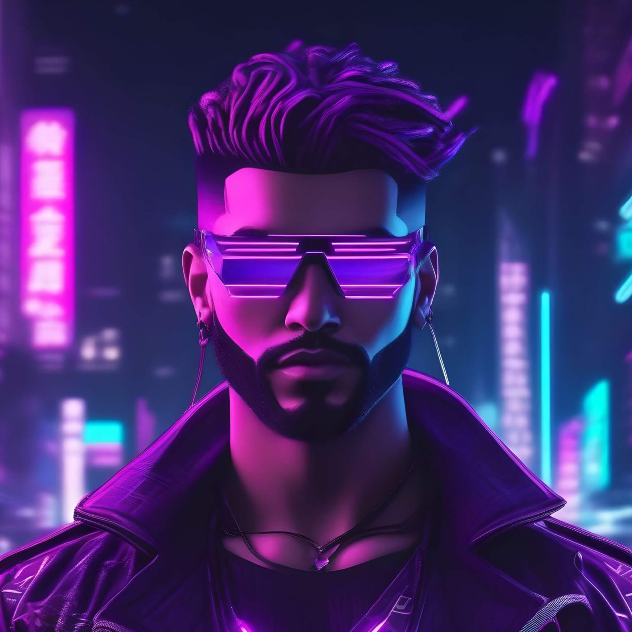 Generate a cyberpunk ai avatar of a male in fotor