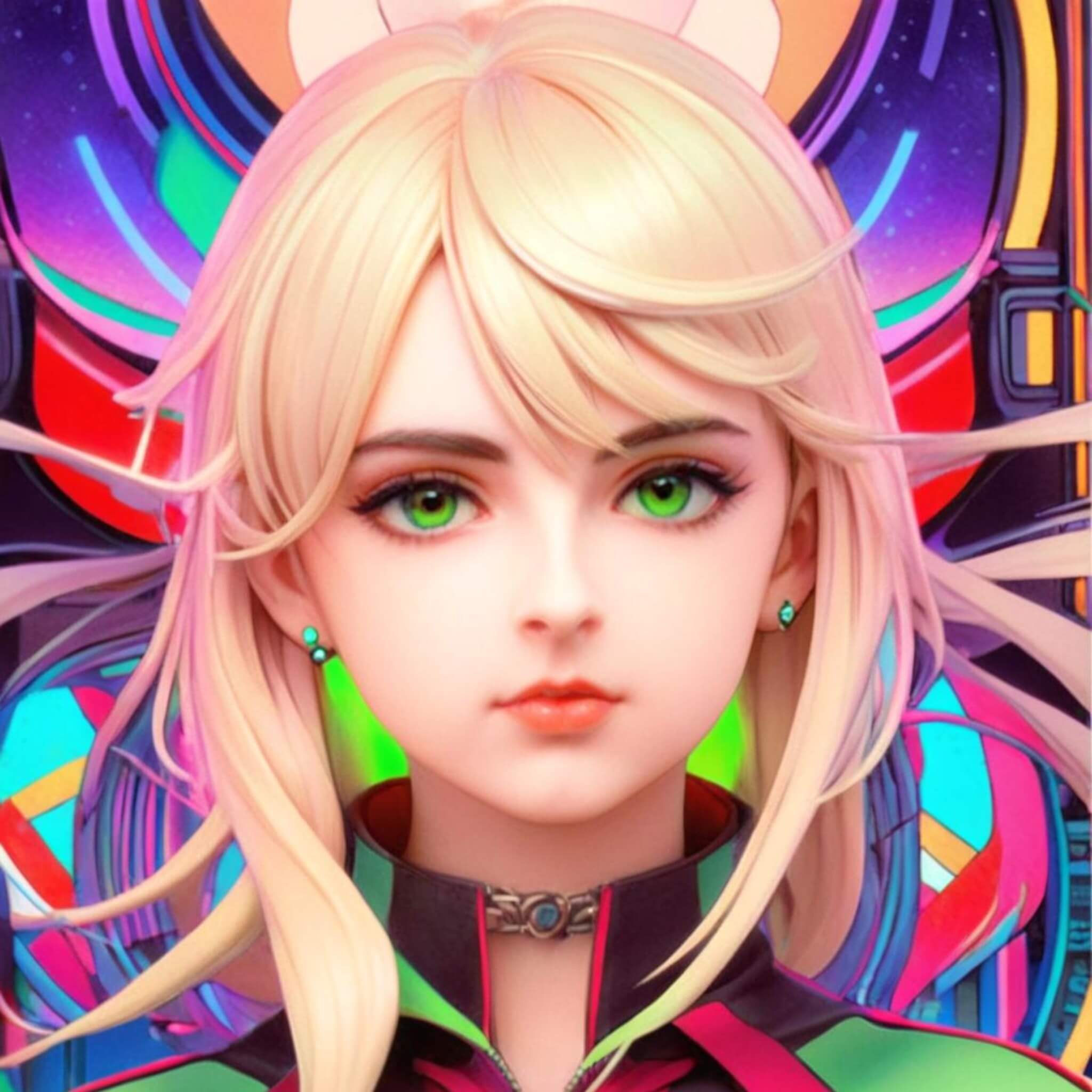 Generate an ai avatar of a female in a neon game style in fotor