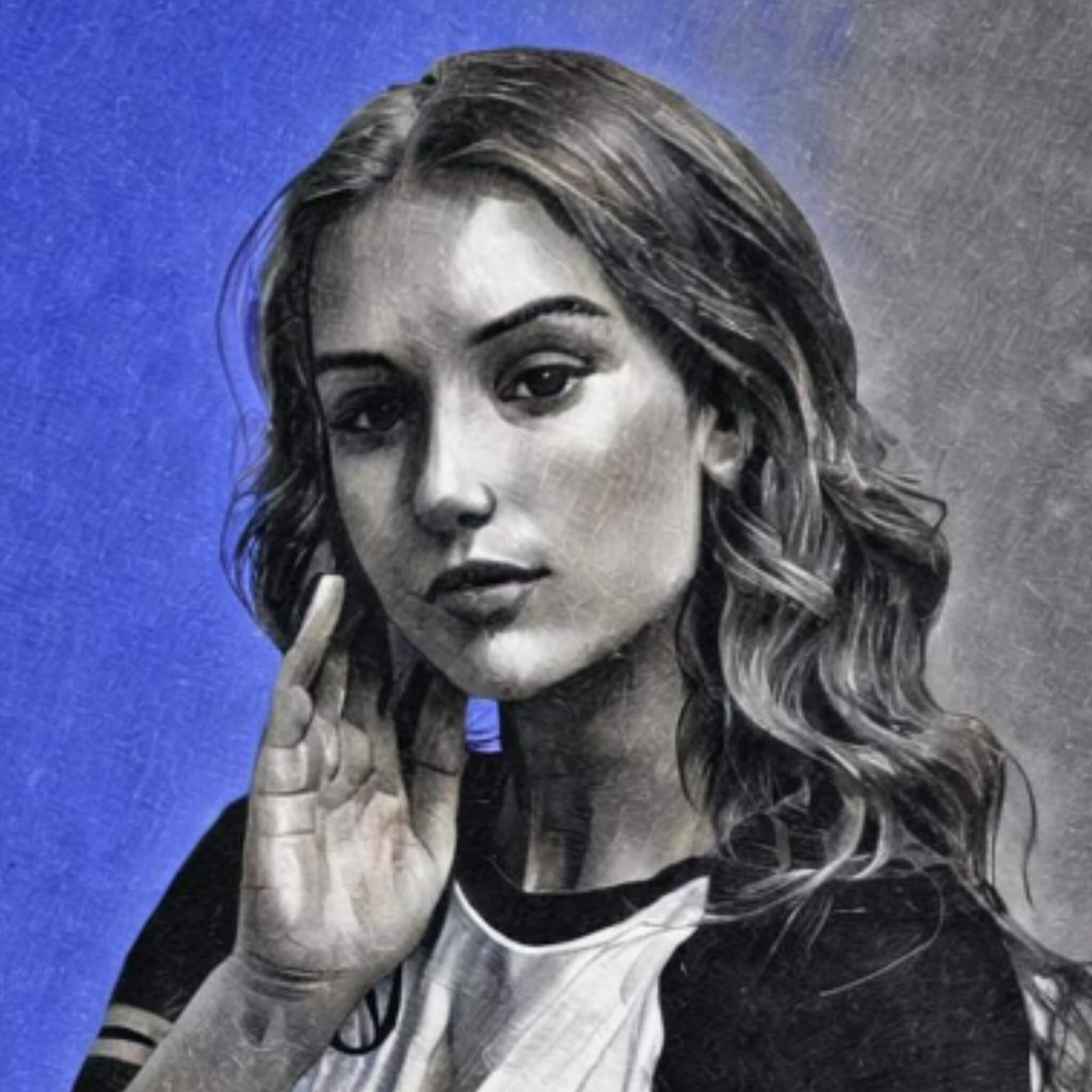 Generate an ai avatar of a female in a sketch style in fotor