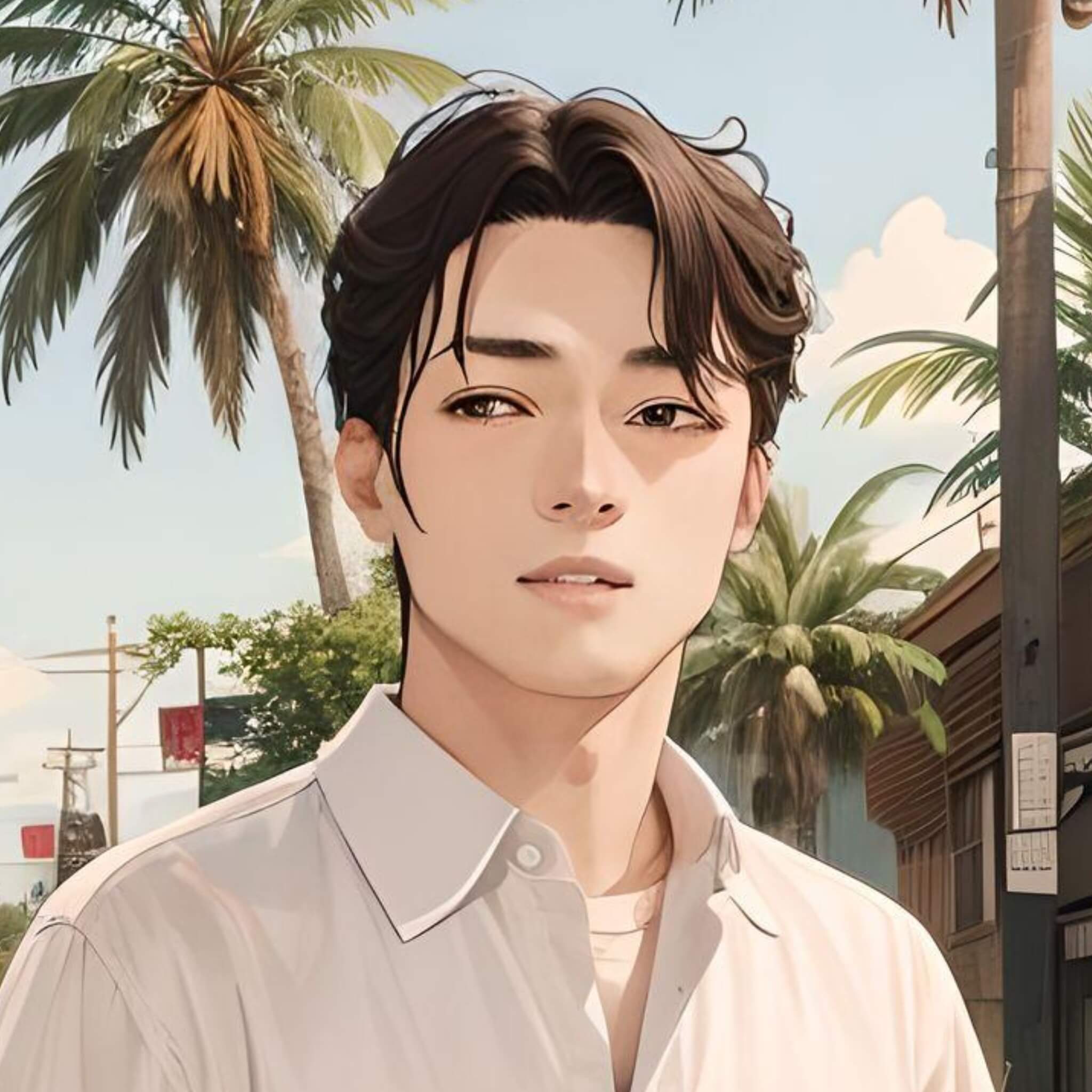 Generate an ai avatar of a handsome male in an animated style in fotor