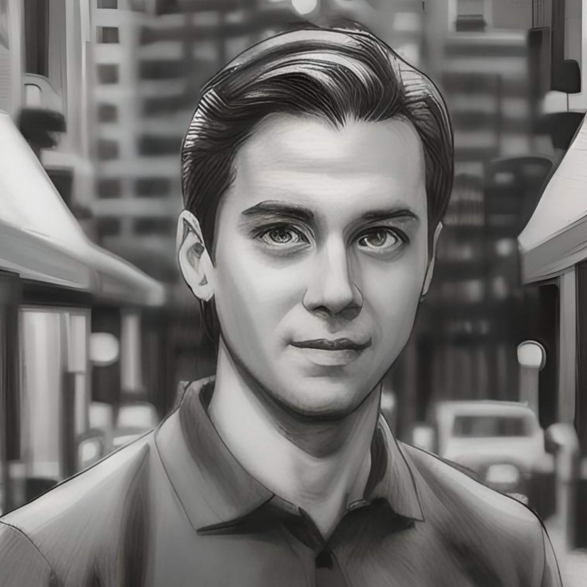 Generate an ai avatar of a male in a black and white style in fotor