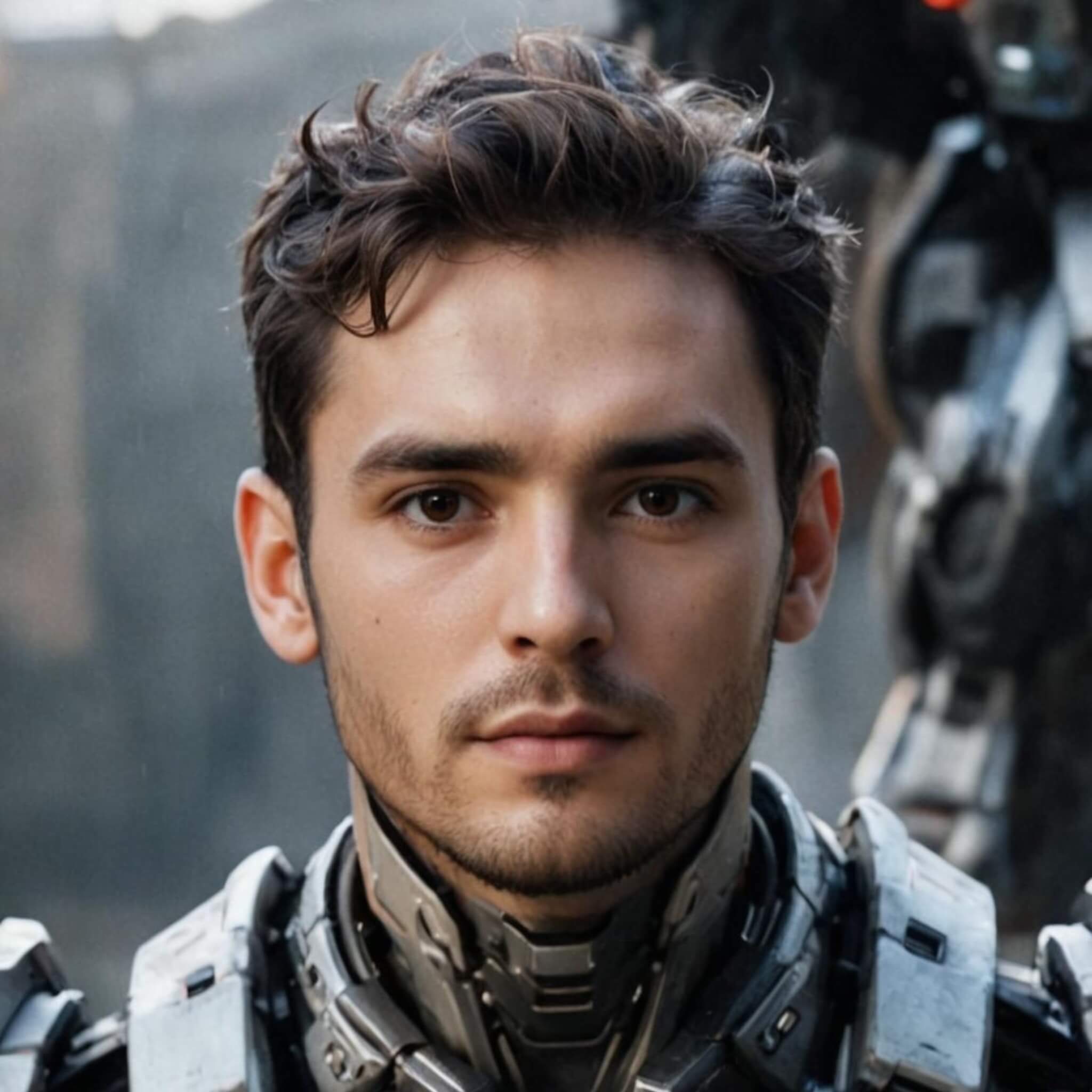 Generate an ai avatar of a male in a mecha style in fotor