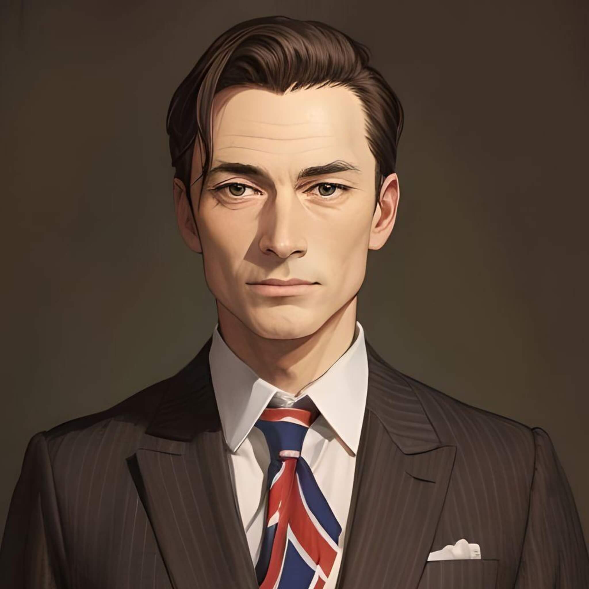 Generate an ai avatar of a serious male in an animated style in fotor