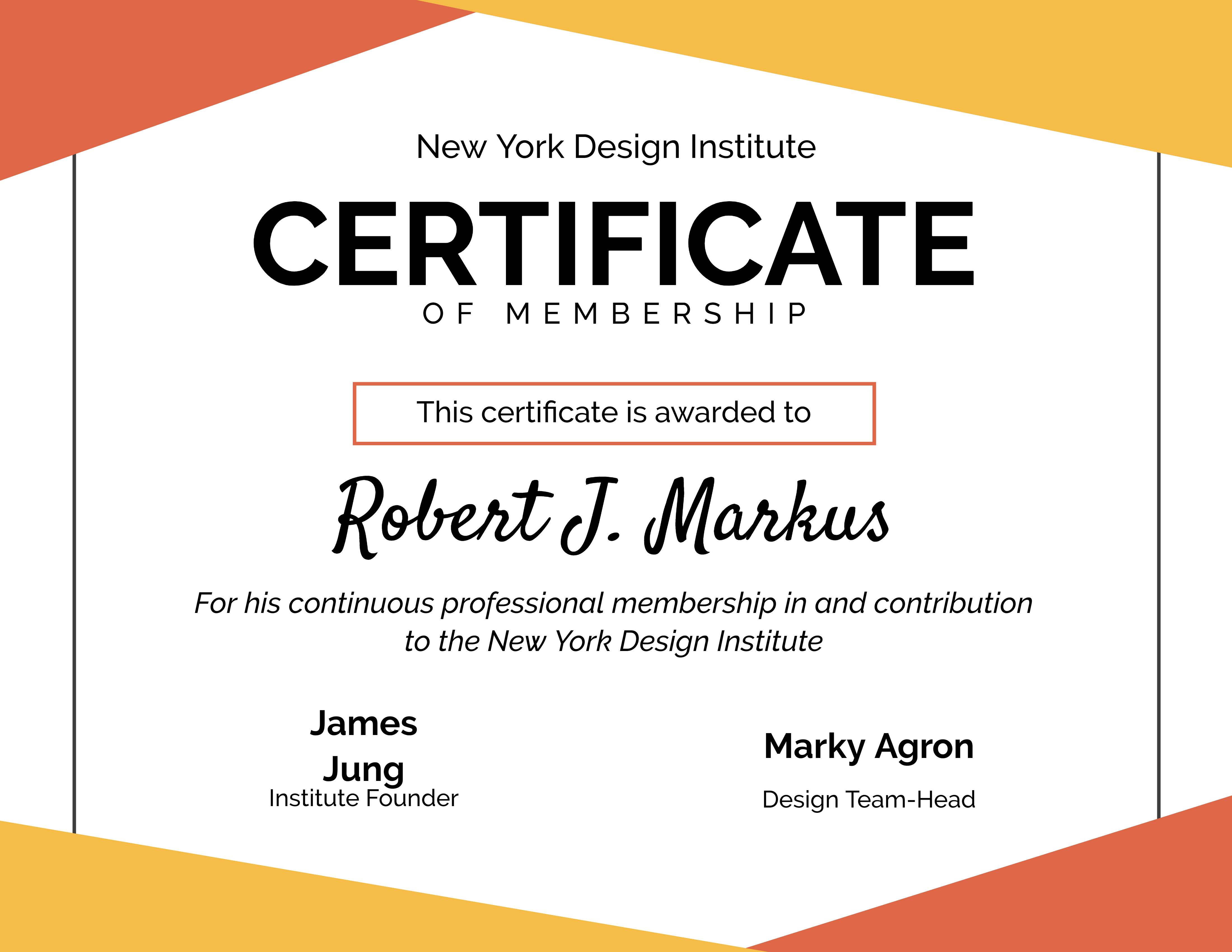 Membership certificate