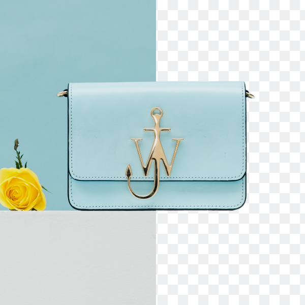 Hapus latar belakang biru dari foto produk dompet biru dengan penghapus latar belakang Fotor