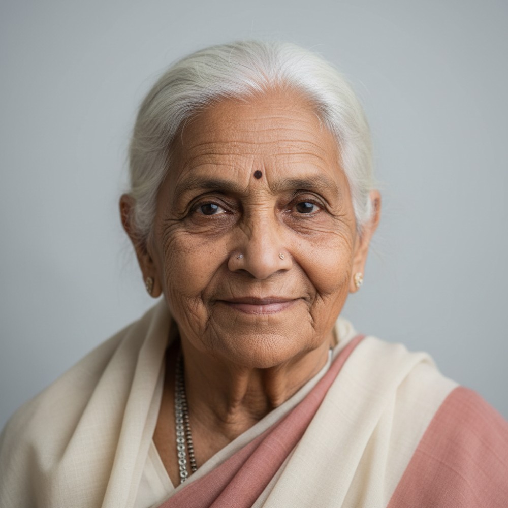 Femme indienne aux cheveux argentés