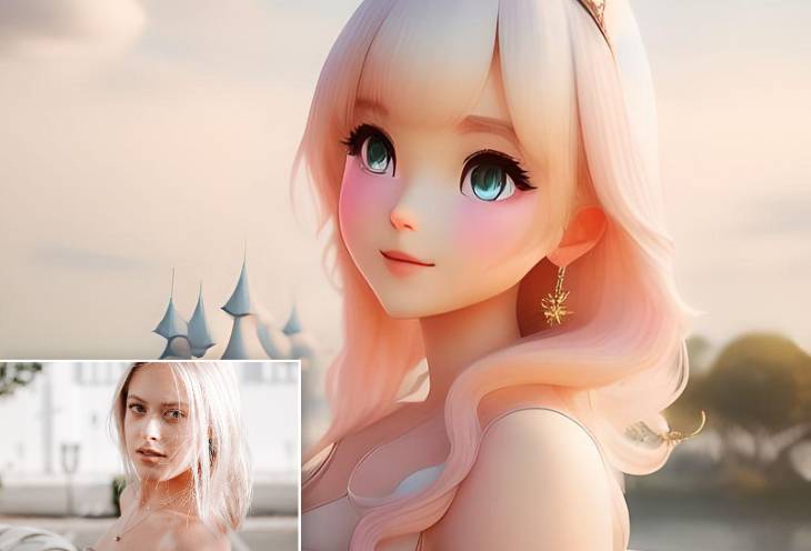 FotorのAIディズニーフィルターで少女をディズニーの姫様に変身させます