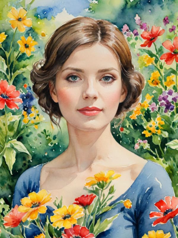 Watercolor Female Portrait