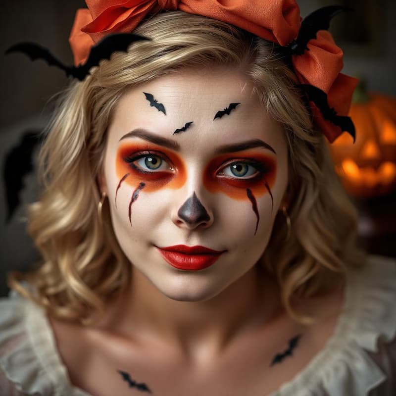 femme avec maquillage halloween