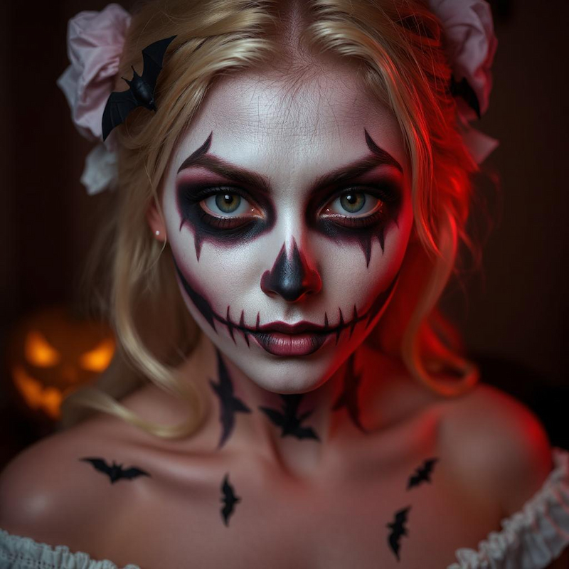 femme avec filtre maquillage effrayant