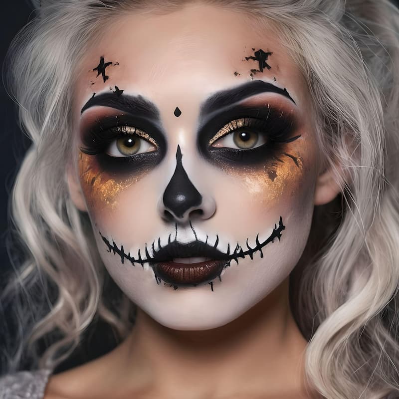 femme avec maquillage de crâne