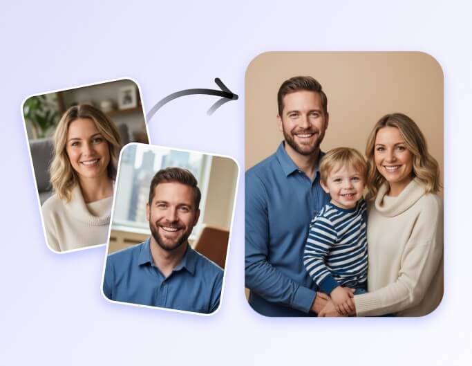 AI generated family photo with future baby based on parent photos